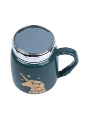 Keep Like Simple' Coffee Mug With Lid - Sea Green, 360Ml - MARKET 99