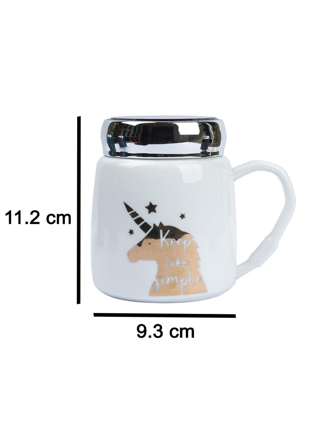 Keep Like Simple' Coffee Mug With Lid - White, 360Ml - MARKET 99