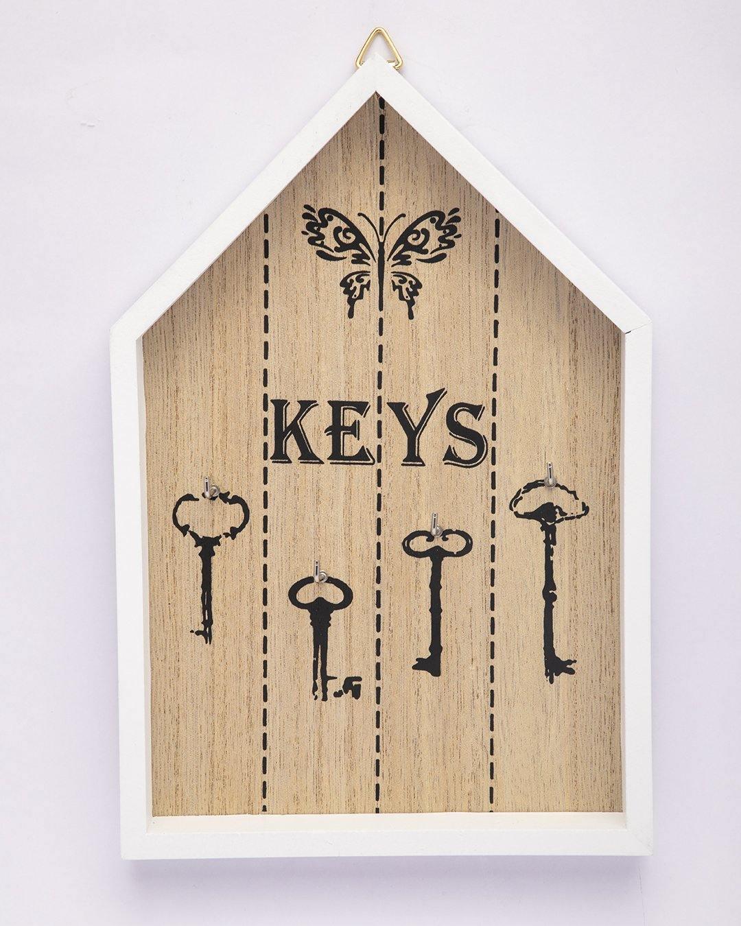 Key House, House Shaped Key Holder, White, MDF - MARKET 99