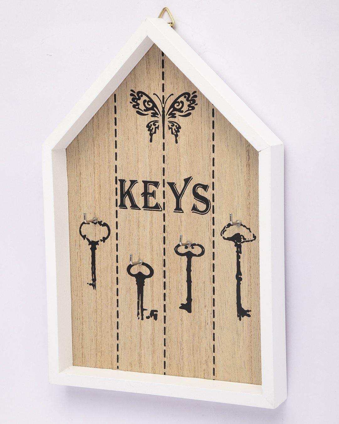 Key House, House Shaped Key Holder, White, MDF - MARKET 99