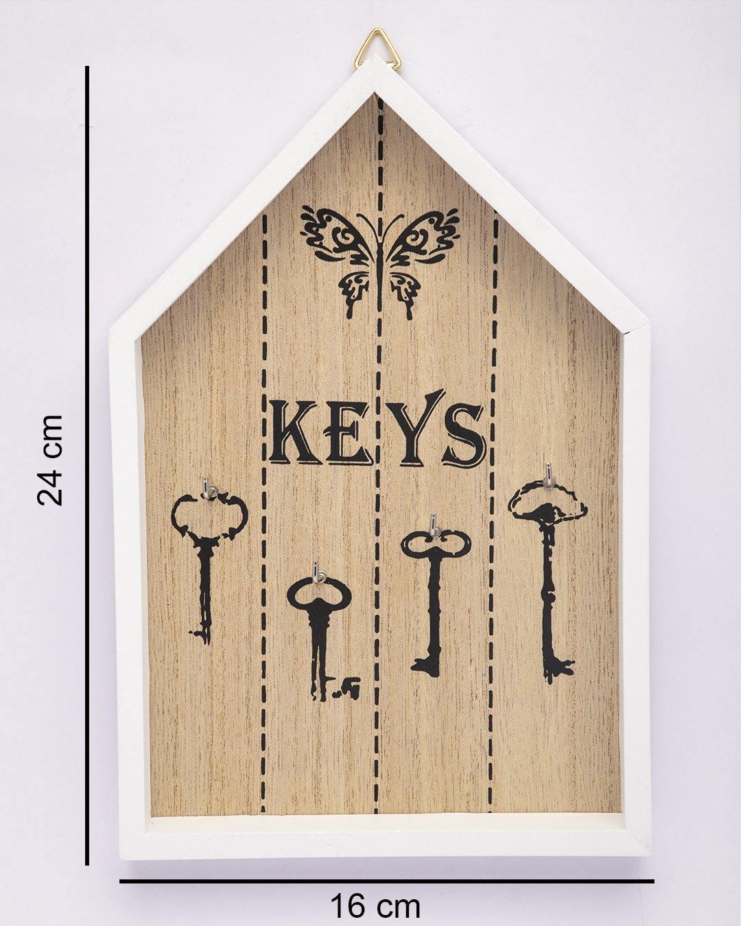 Key House, House Shaped Key Holder, White, MDF - MARKET 99