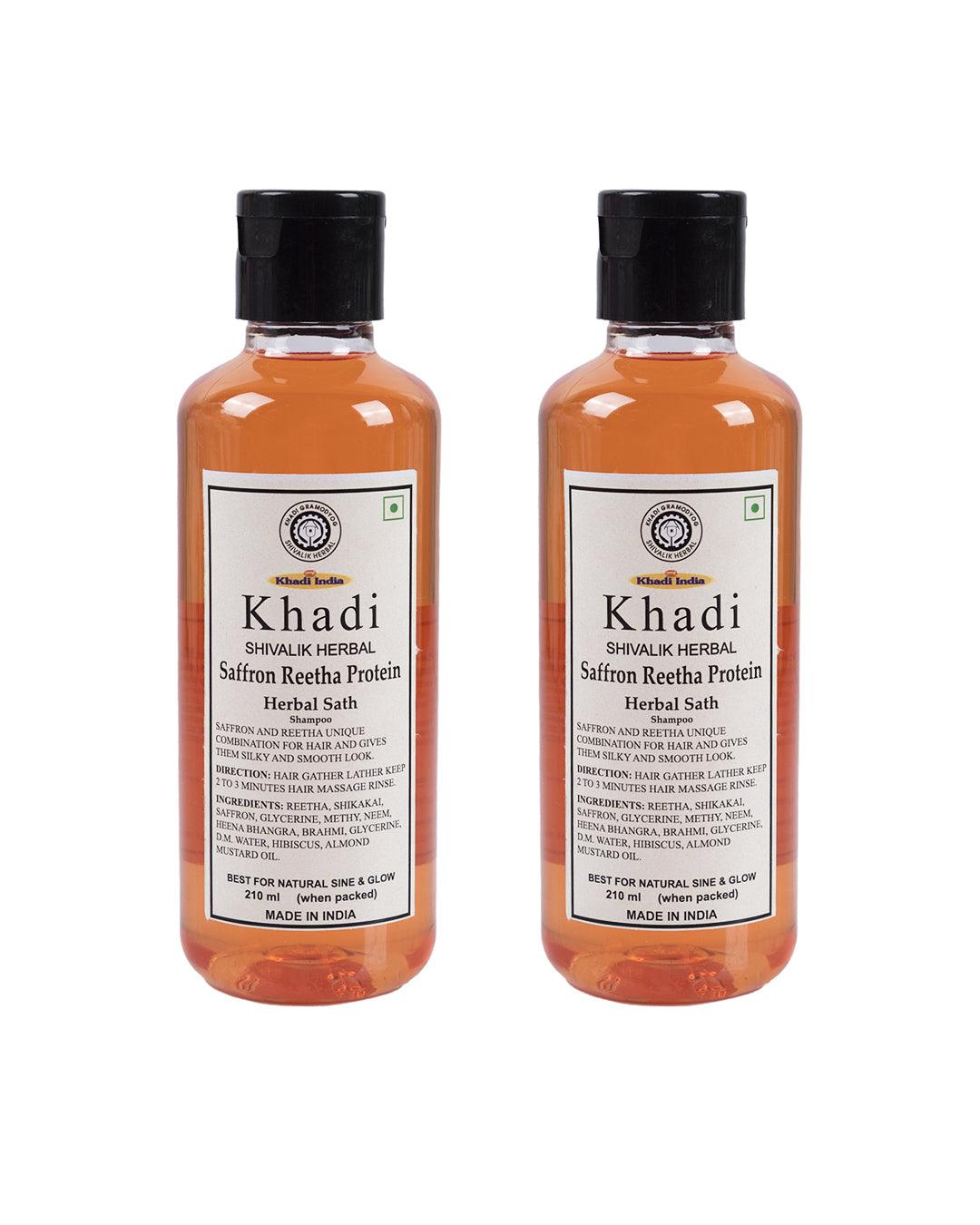 Khadi Saffron Reetha Herbal Shampoo (Pack Of 2, Each 210 mL ) - MARKET 99