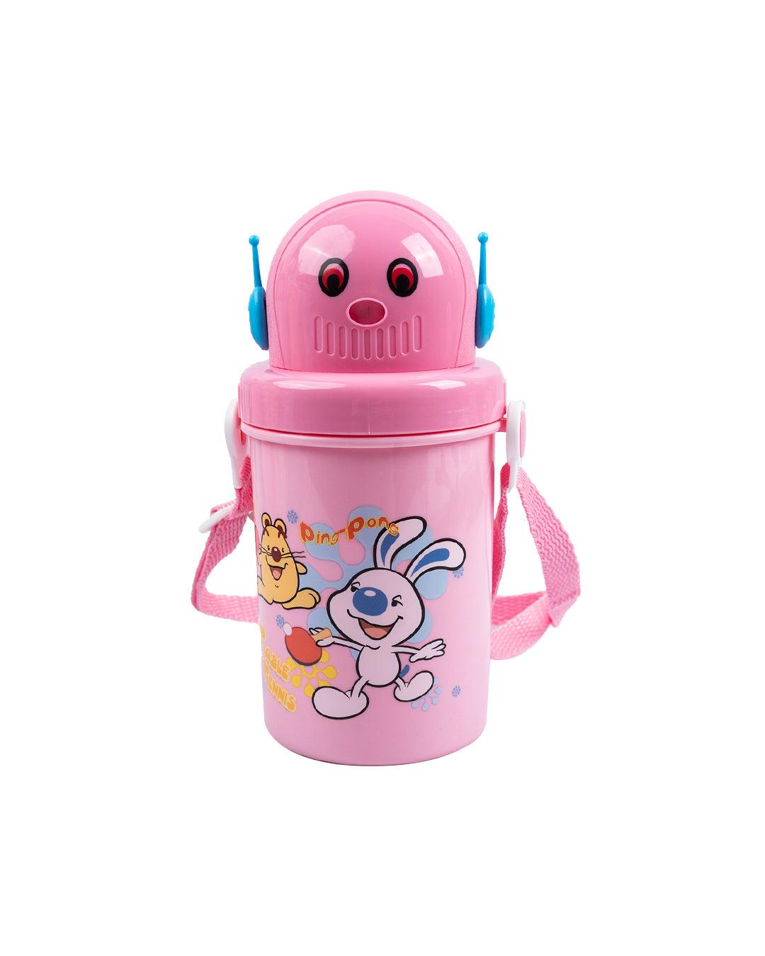 Pink plastic water bottle for school kids personaliz small simple modern  toddler