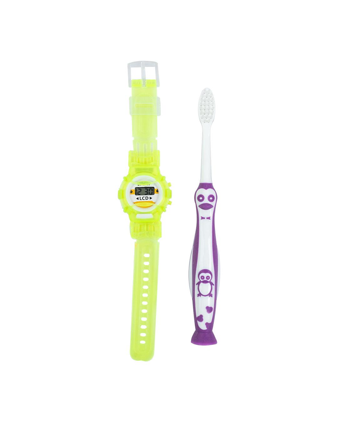 Kids Toothbrush, with Watch, Yellow, Plastic - MARKET 99