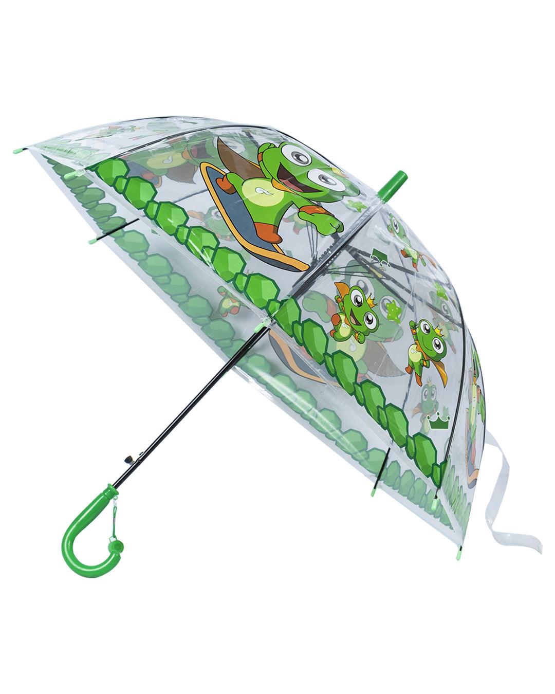 Kids Umbrella, Cartoon Print, Green, Plastic - MARKET 99
