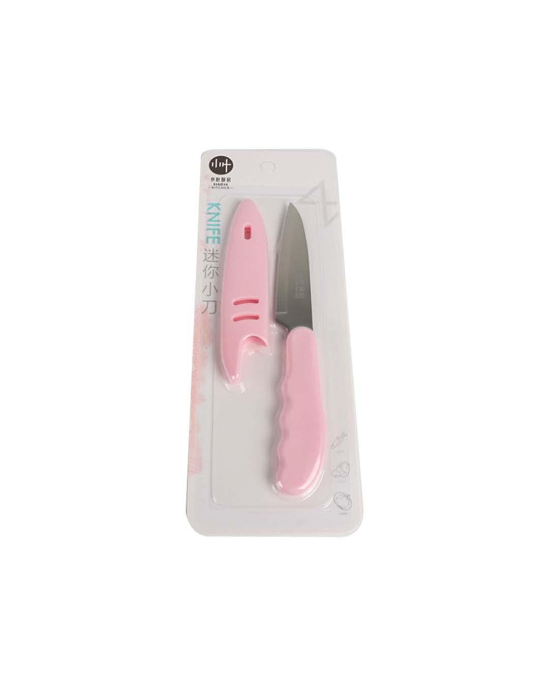 Kitchen Knife with Cover, Pink, Plastic - MARKET 99