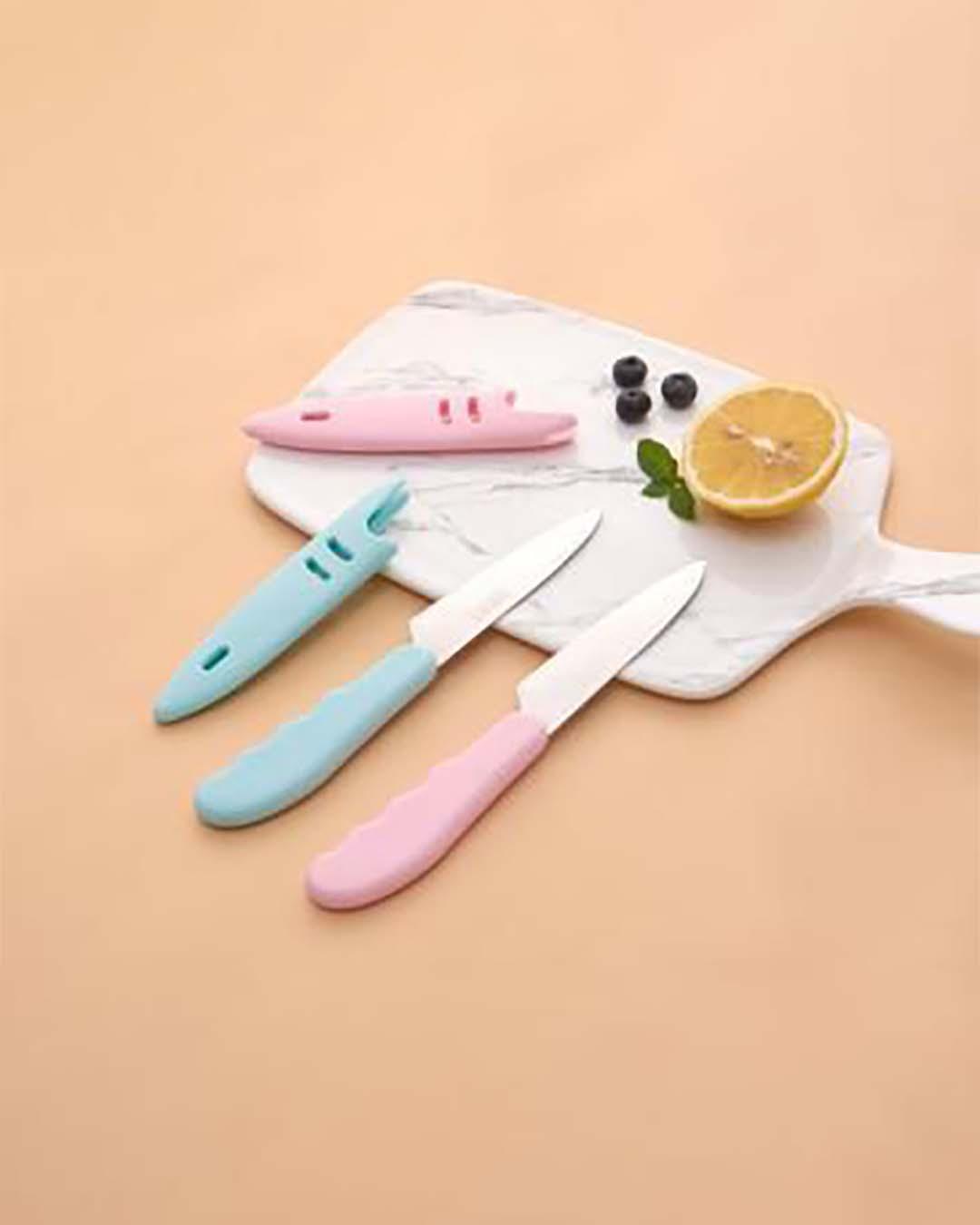 Kitchen Knife with Cover, Turquoise, Plastic - MARKET 99