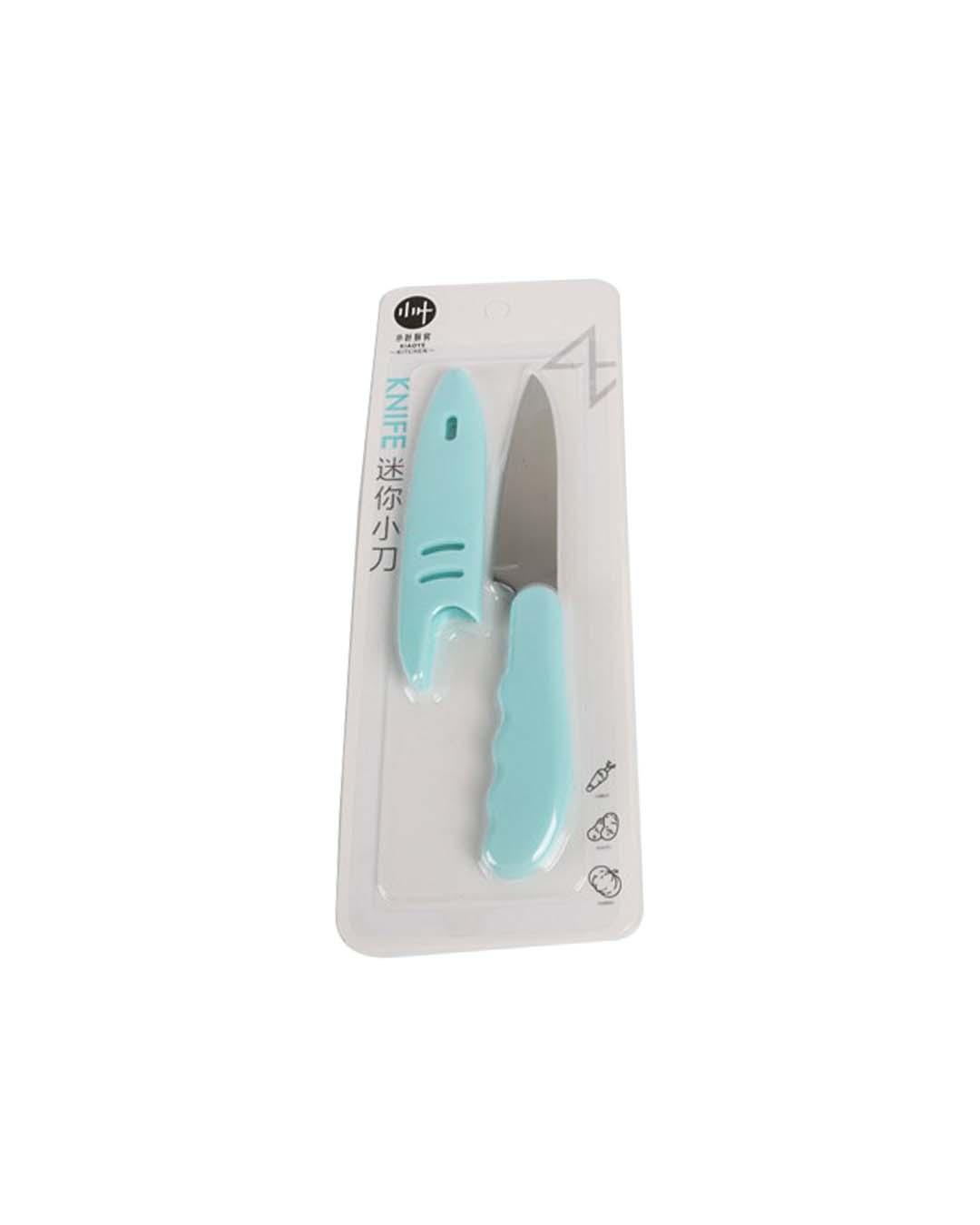 Kitchen Knife with Cover, Turquoise, Plastic - MARKET 99