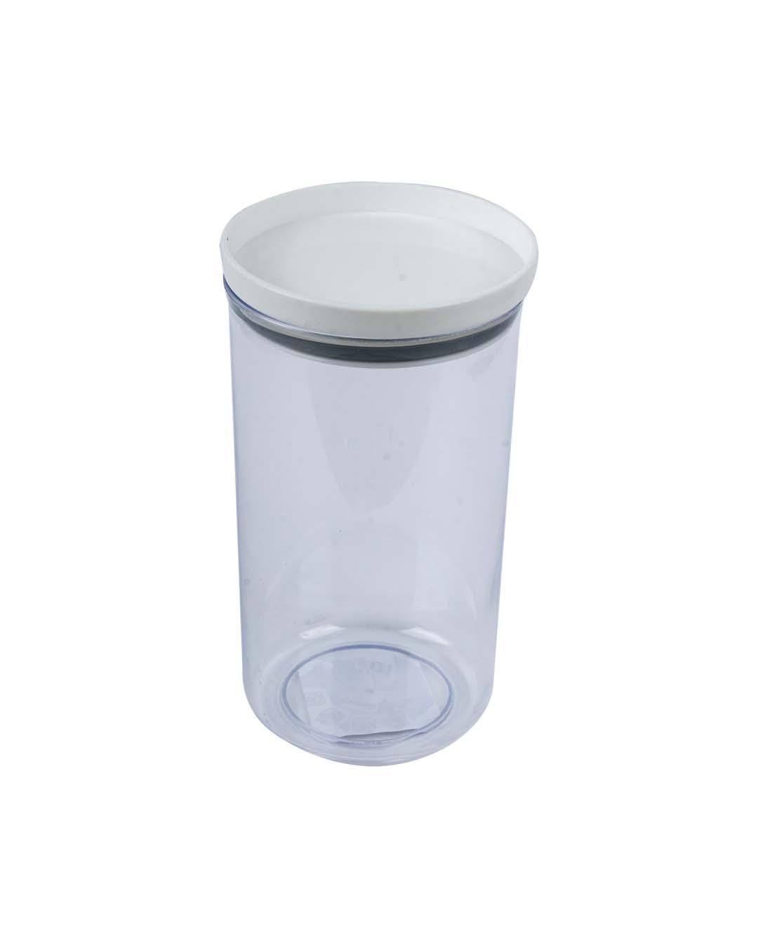 Kitchen Storage Jar with Airtight Lid, White, Plastic, 550 mL - MARKET 99