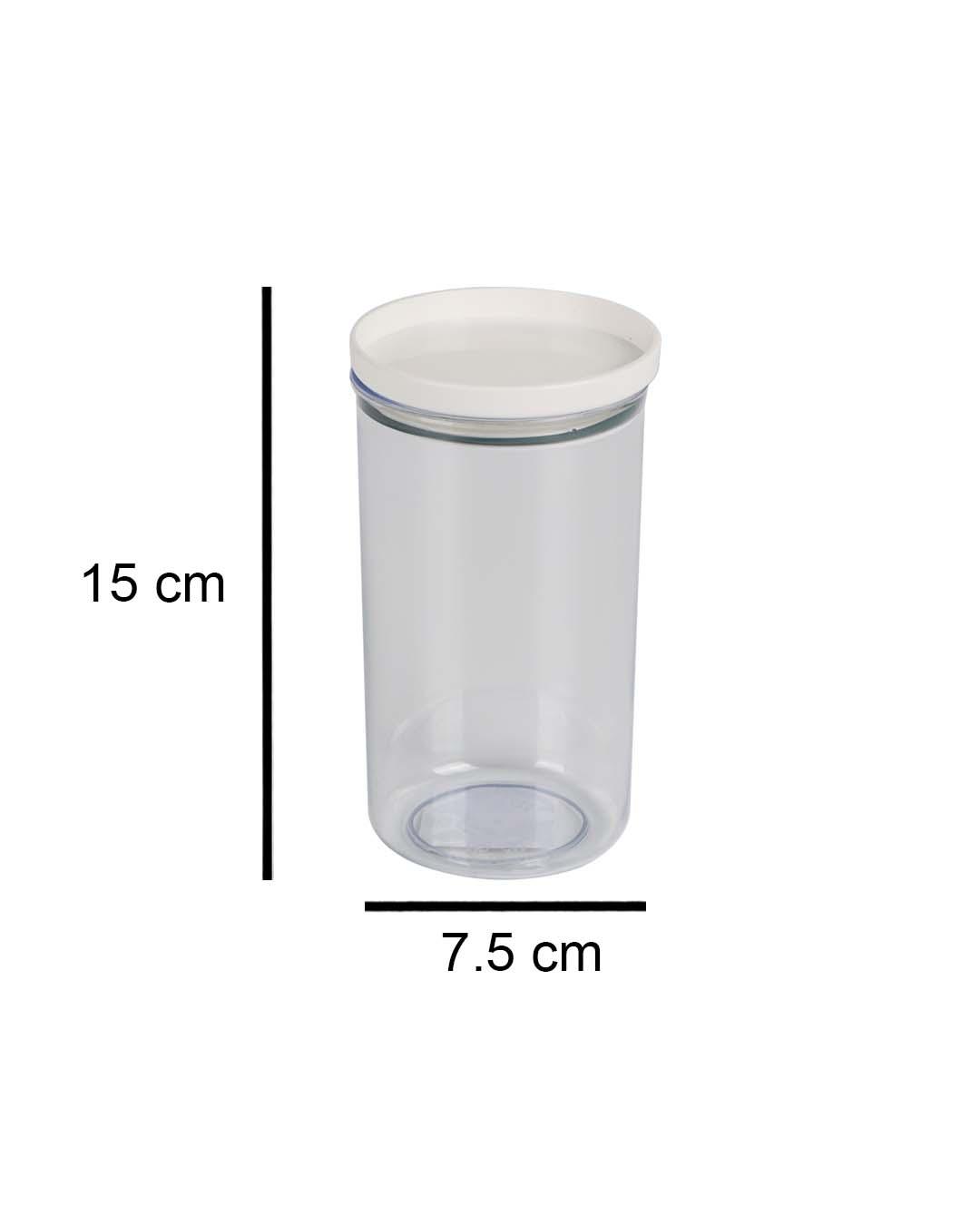 Kitchen Storage Jar with Airtight Lid, White, Plastic, 550 mL - MARKET 99