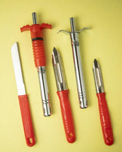 Kitchen Utility Set, Kitchen Tools, Red & Silver, Stainless Steel, Set of 5 - MARKET 99