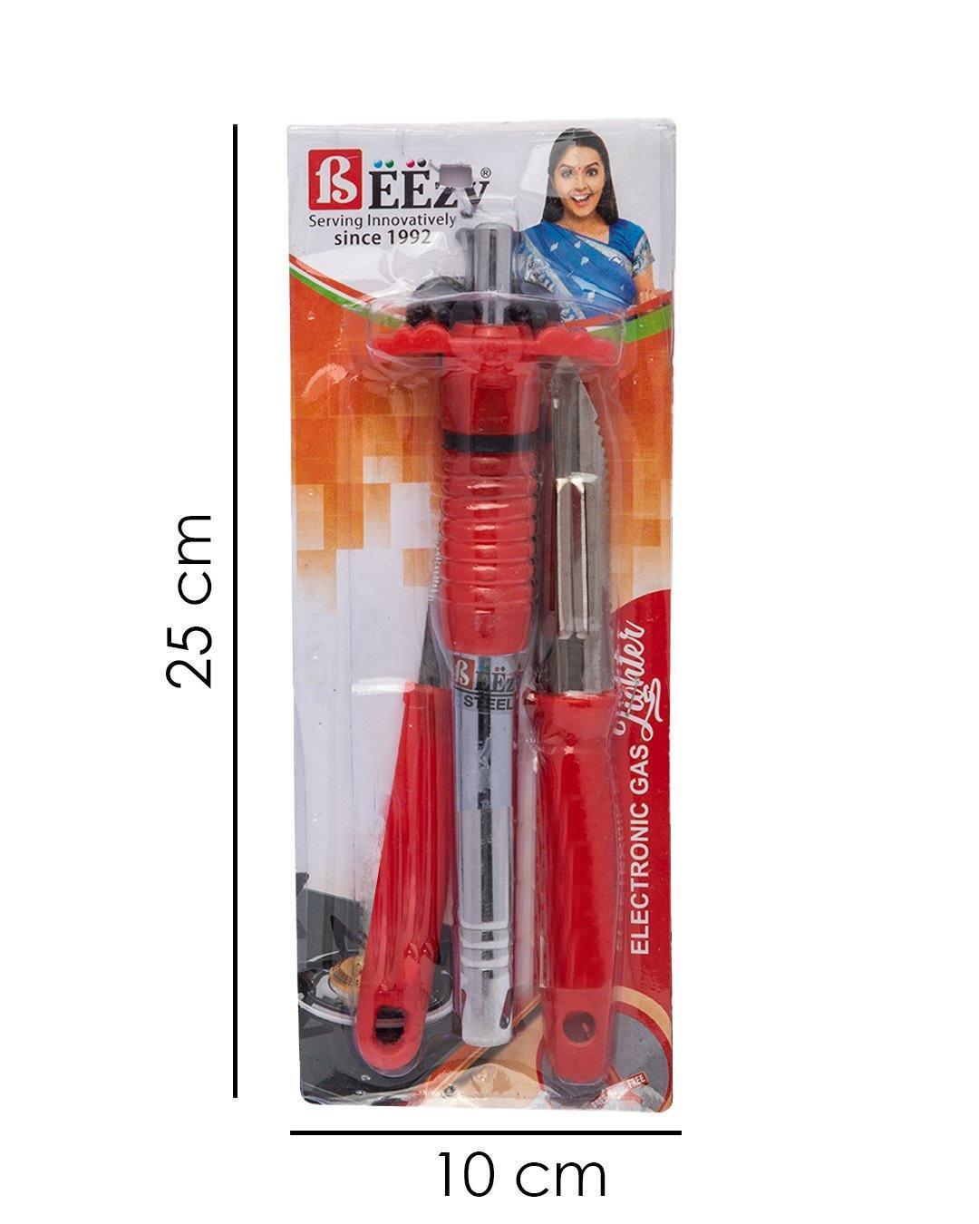 Kitchen Utility Set, Kitchen Tools, Red & Silver, Stainless Steel, Set of 5 - MARKET 99