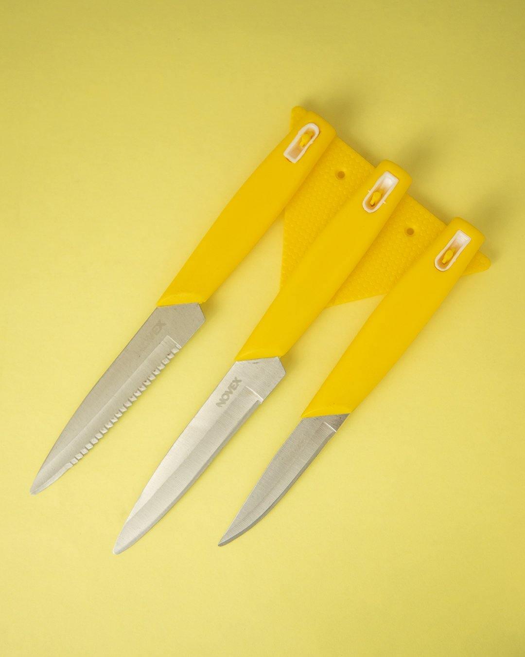 Knives, Yellow, Stainless Steel, Set of 3 - MARKET 99