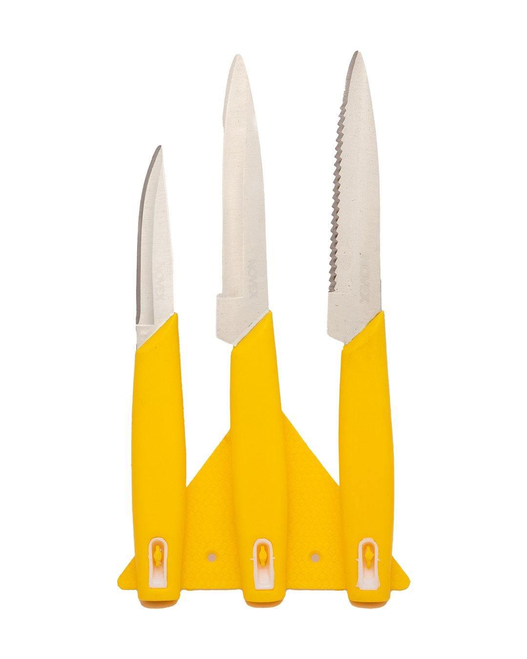Knives, Yellow, Stainless Steel, Set of 3 - MARKET 99