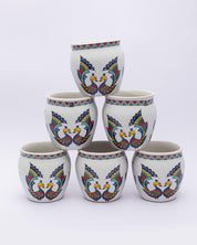 Kulhads, Hand Painted, Handmade, Indian Traditional Style Kulhad, Off White Colour, Ceramic, Set of 6, 130 mL - MARKET 99