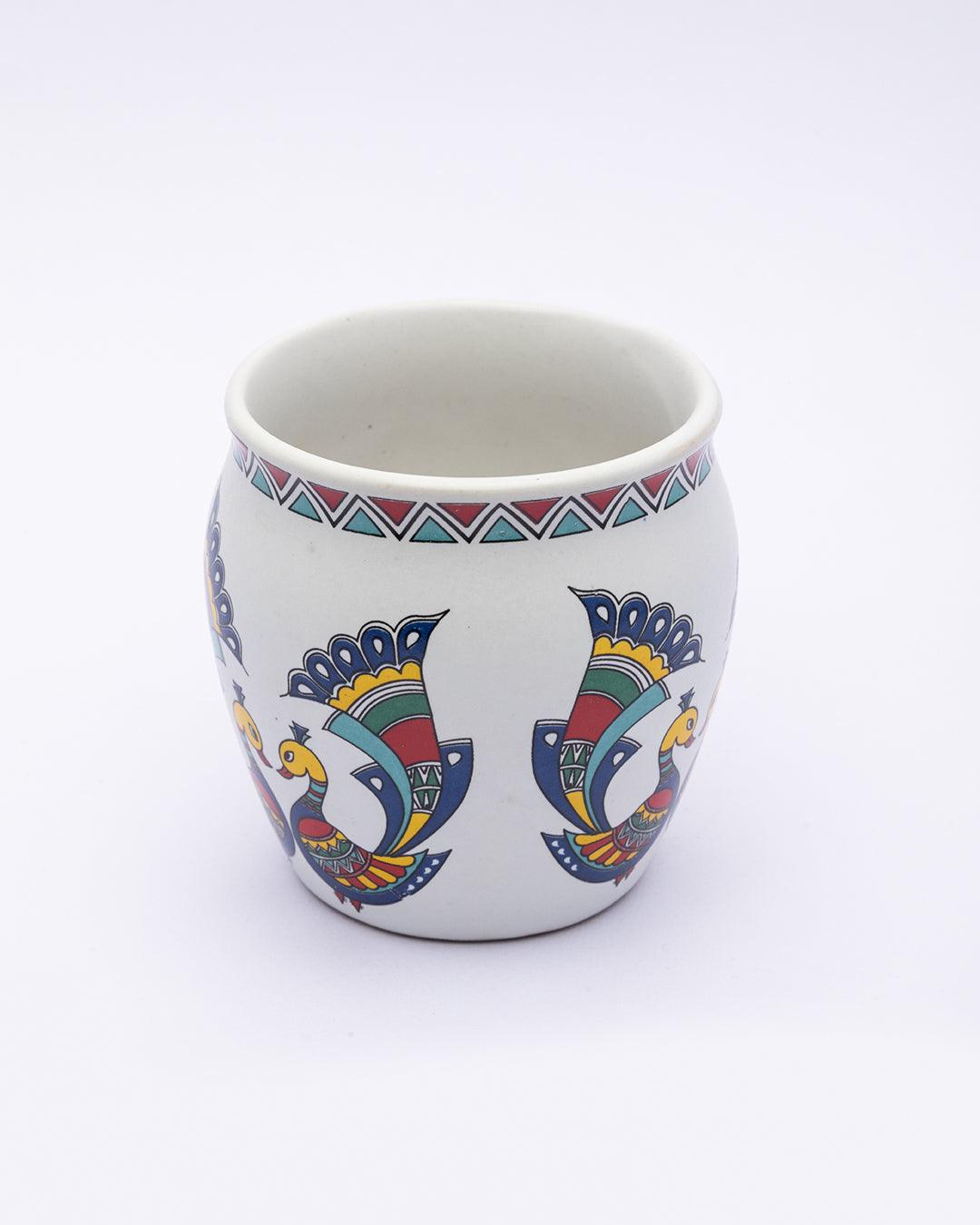 Kulhads, Hand Painted, Handmade, Indian Traditional Style Kulhad, Off White Colour, Ceramic, Set of 6, 130 mL - MARKET 99