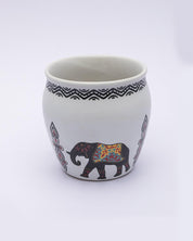 Kulhads, Hand Painted, Handmade, Indian Traditional Style Kulhad, Off White Colour, Ceramic, Set of 6, 130 mL - MARKET 99