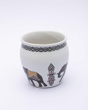 Kulhads, Hand Painted, Handmade, Indian Traditional Style Kulhad, Off White Colour, Ceramic, Set of 6, 130 mL - MARKET 99