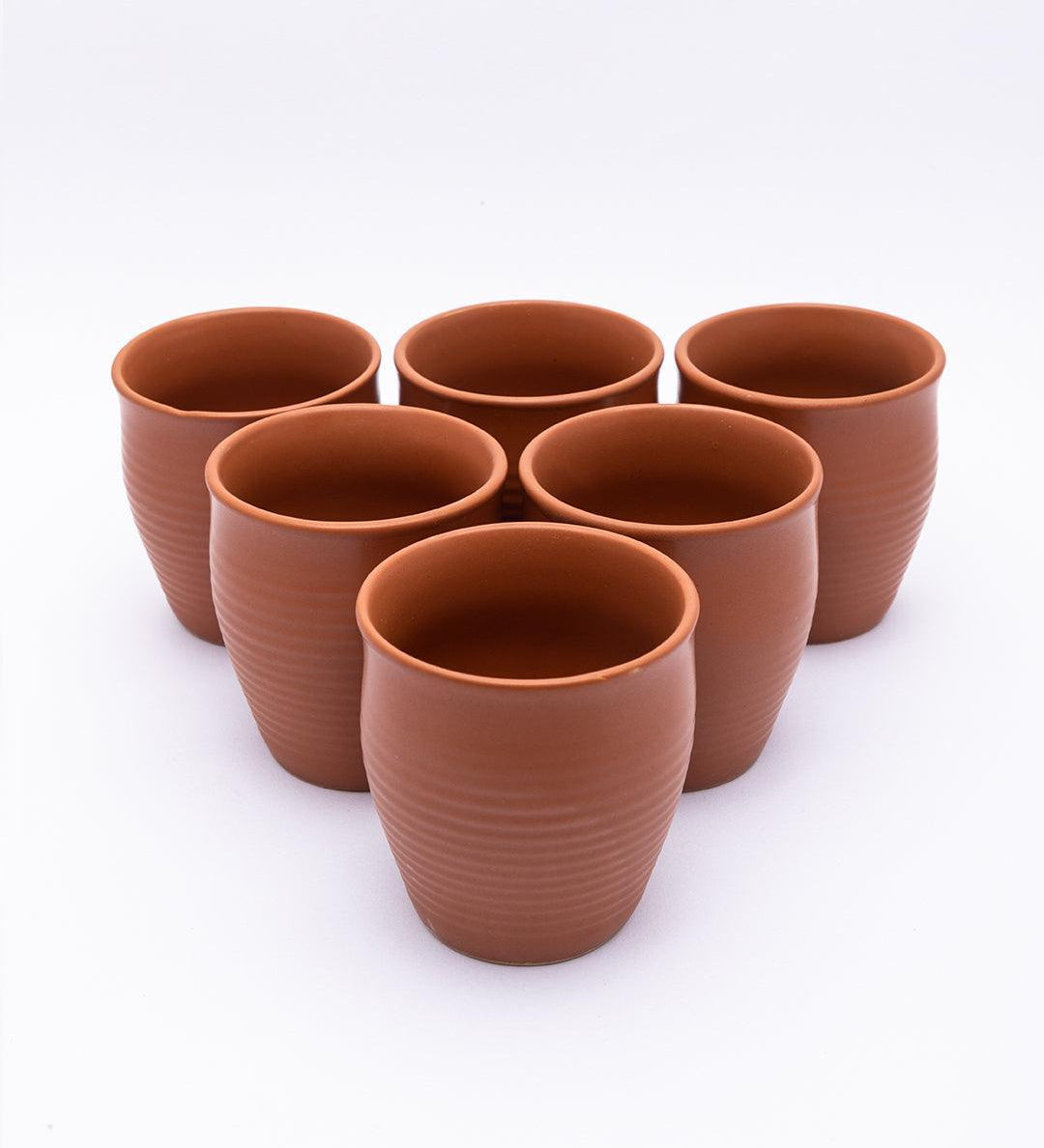 Kulhads, Handmade Indian Traditional Style Kulhad, In-Ring Design, Terracotta Colour, Ceramic, Set of 6, 130 mL - MARKET 99