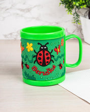 Ladybug Print Milk Mug for Children, Green, Plastic, 280 mL - MARKET 99