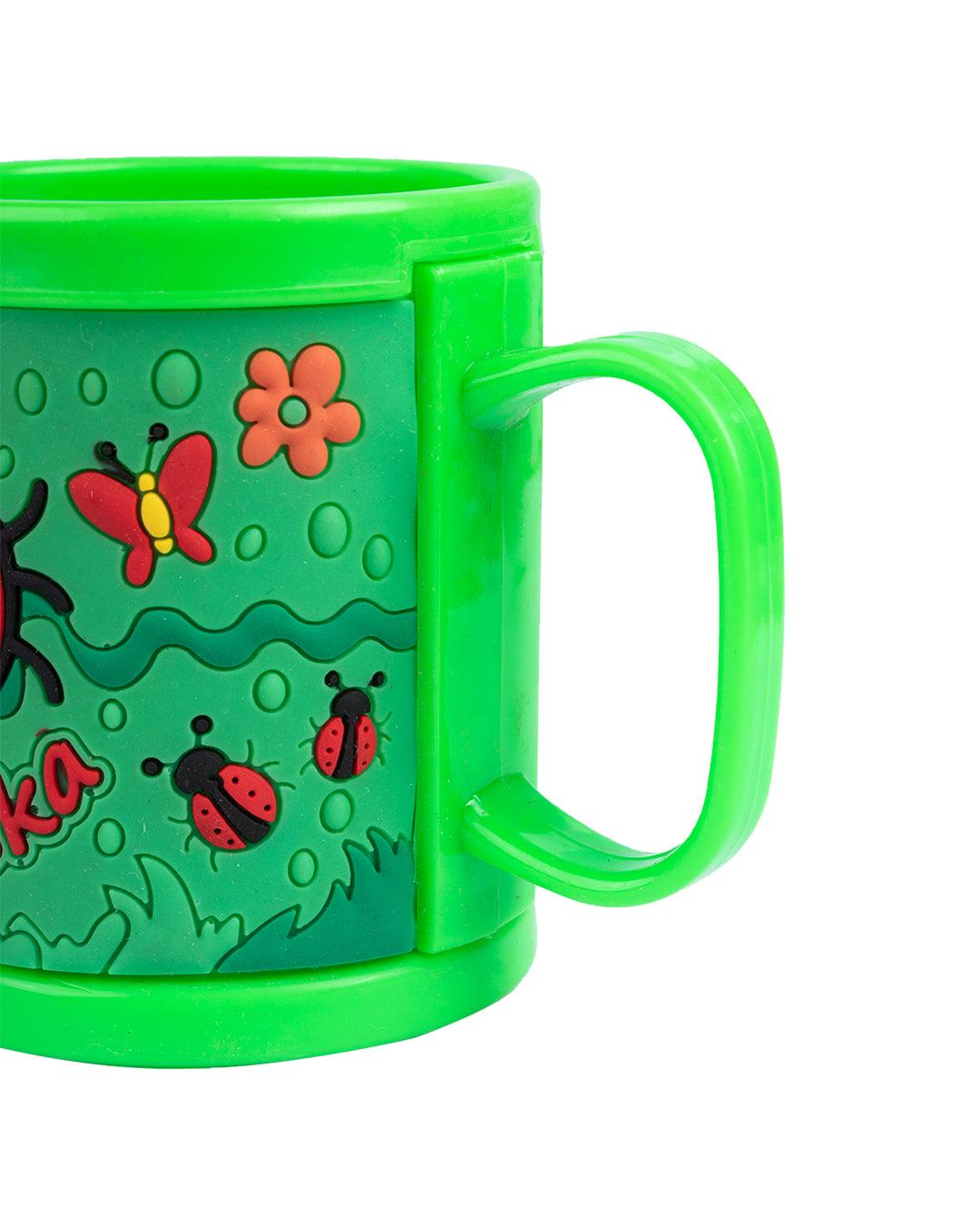 Ladybug Print Milk Mug for Children, Green, Plastic, 280 mL - MARKET 99