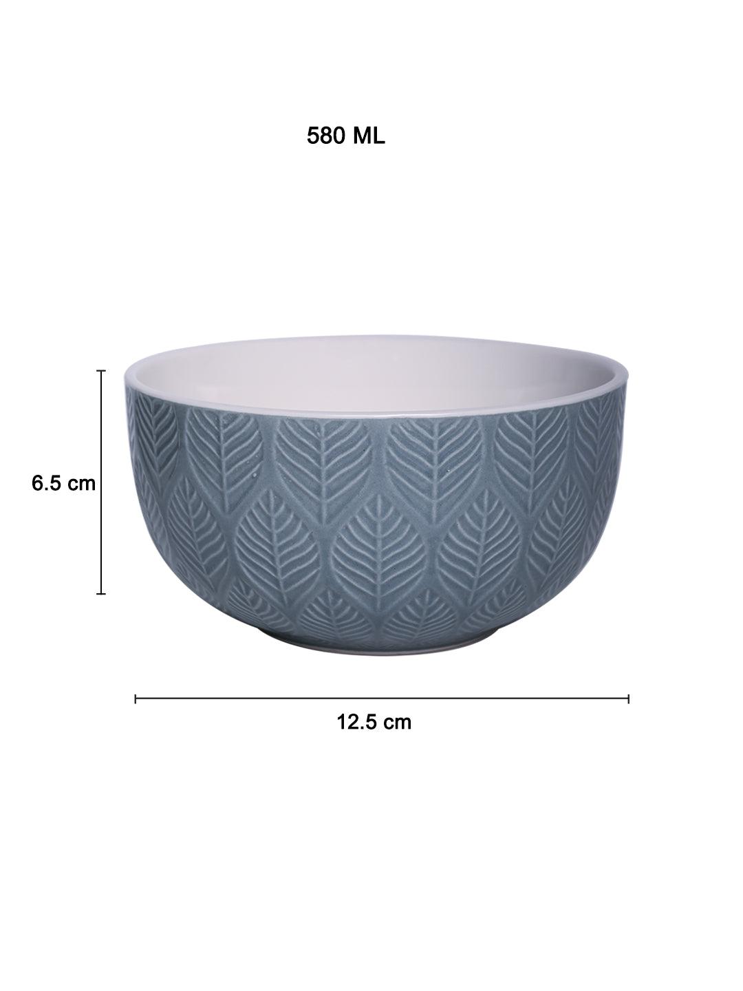 Lagoon Ceramic Bowl - 580Ml, Leaf Pattern - MARKET 99