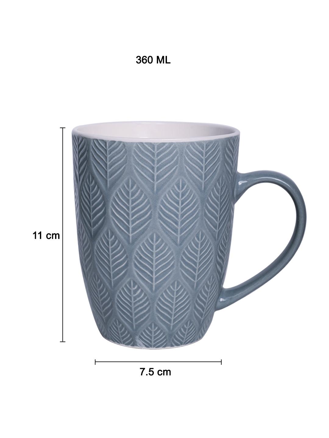 Lagoon Ceramic Mug - 360Ml, Leaf Pattern - MARKET 99