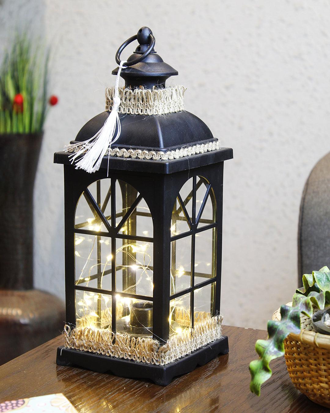 Lantern, Antique Design, Matt Black, Plastic - MARKET 99