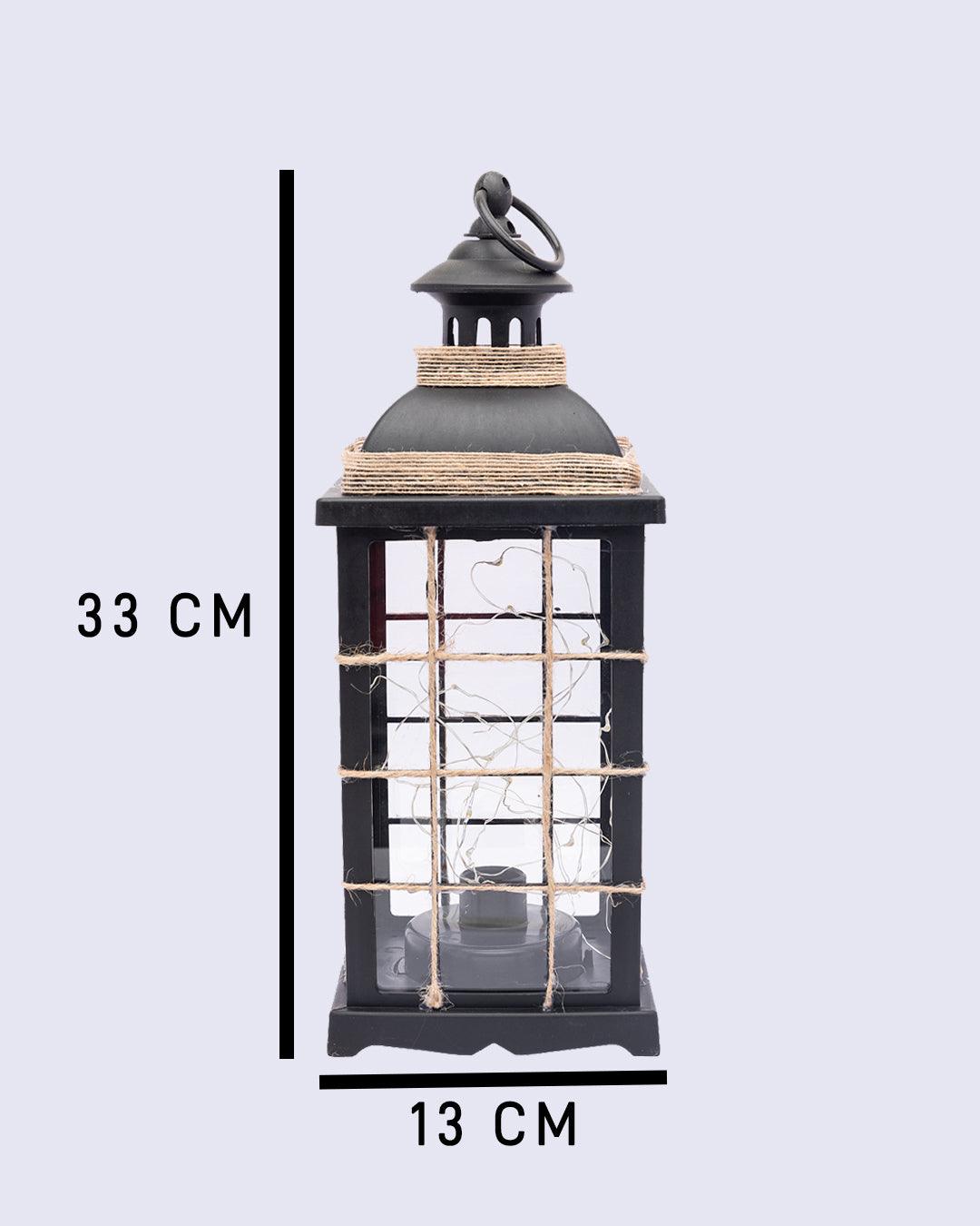 Lantern, Antique Design, Matt Black, Plastic - MARKET 99