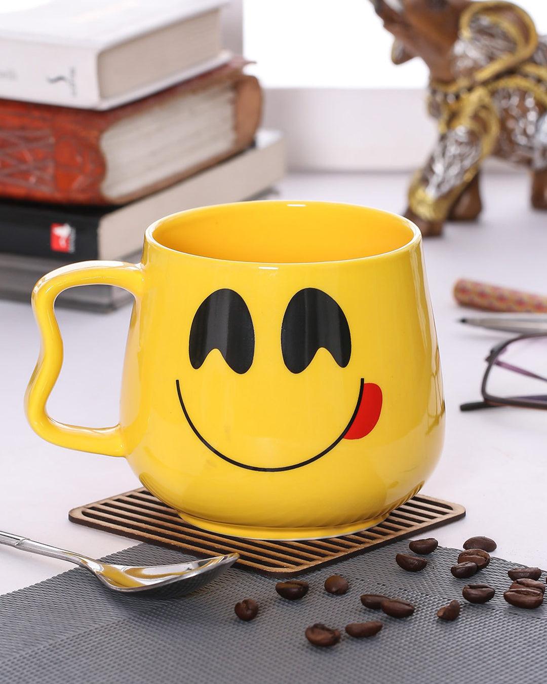 'Licking Lip Emoji' Tea & Coffee Mug in Ceramic (530mL, Microwave Safe) - MARKET 99