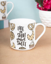 'LIFE is SHORT make it GOOD' graphic print Ceramic Milk, Tea & Coffee Mugs (Set Of 2, 340 mL) - MARKET 99