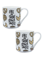 'LIFE is SHORT make it GOOD' graphic print Ceramic Milk, Tea & Coffee Mugs (Set Of 2, 340 mL) - MARKET 99