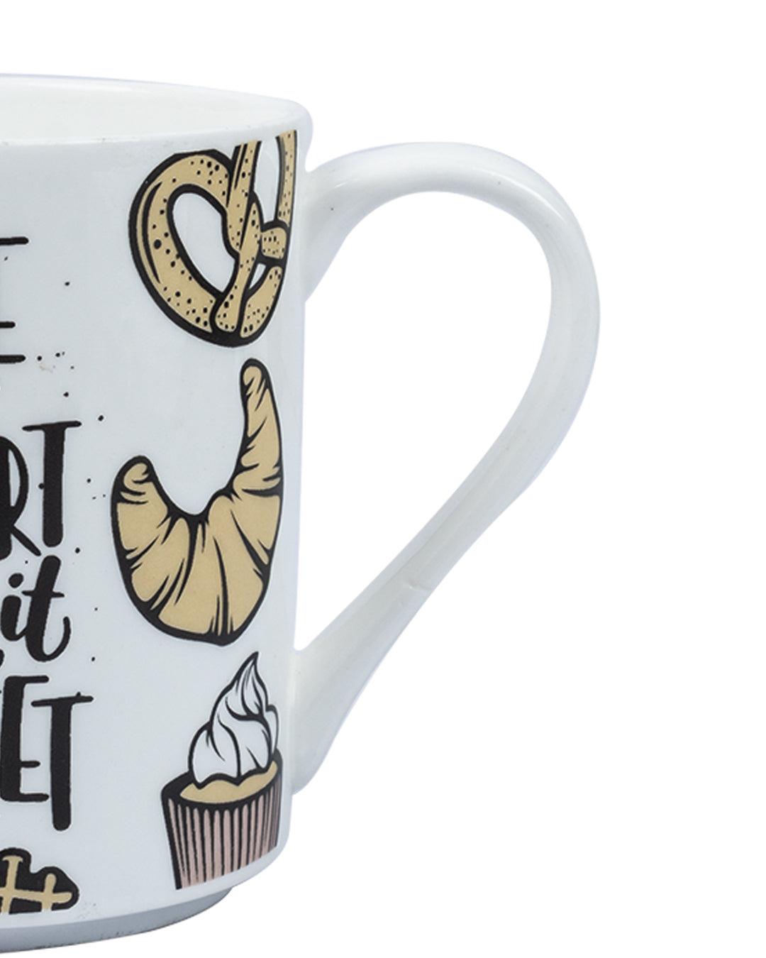 'LIFE is SHORT make it GOOD' graphic print Ceramic Milk, Tea & Coffee Mugs (Set Of 2, 340 mL) - MARKET 99
