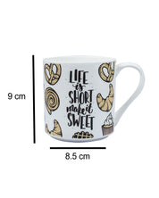 'LIFE is SHORT make it GOOD' graphic print Ceramic Milk, Tea & Coffee Mugs (Set Of 2, 340 mL) - MARKET 99