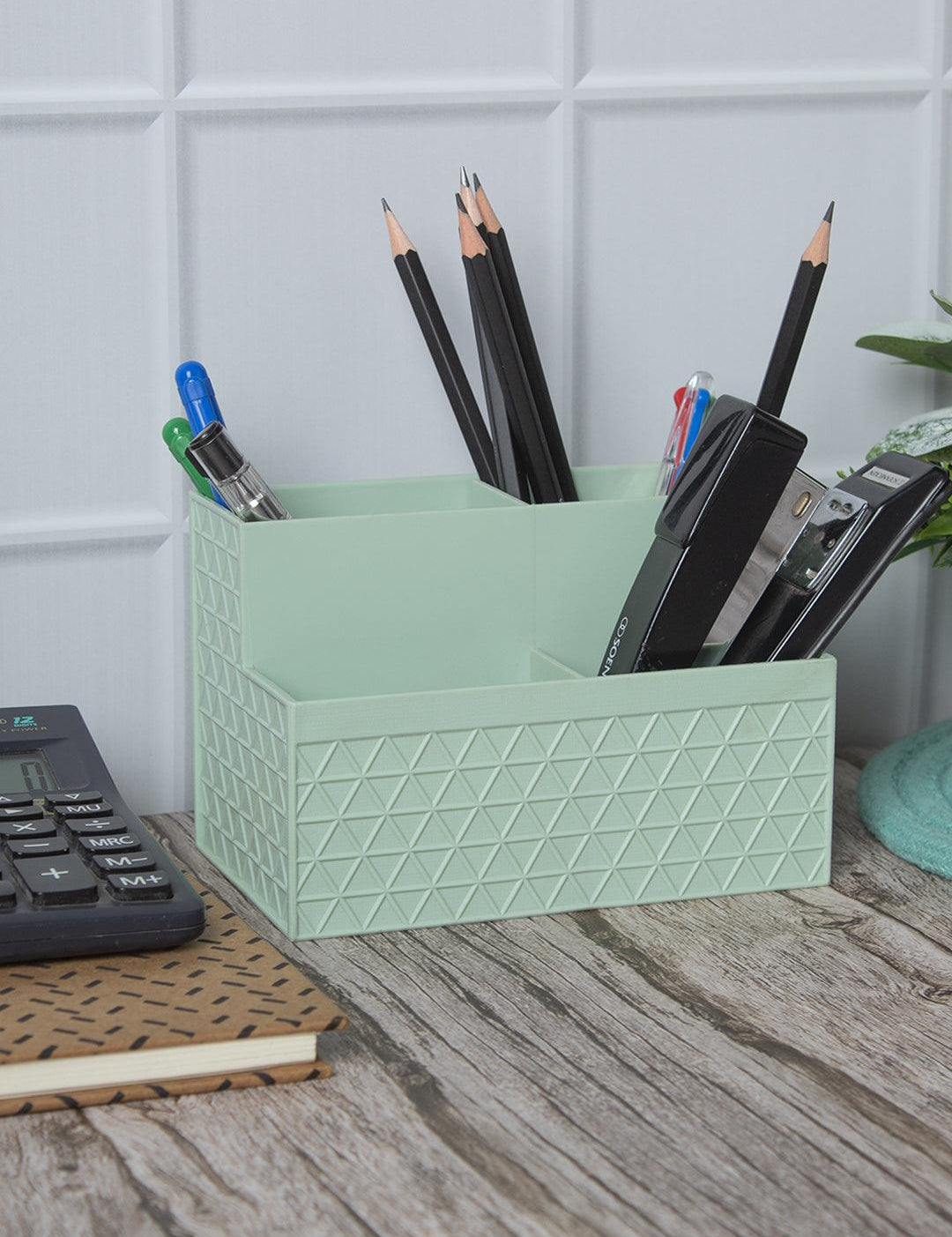 Light Green Desk Organizer With Four Compartments