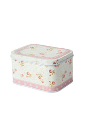 Light Pink Floral Metal Tin Container Box