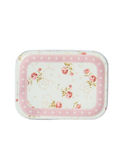 Light Pink Floral Metal Tin Container Box