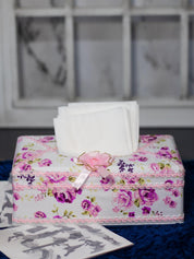 Light Pink Tissue Box Holder - Floral Design - MARKET 99