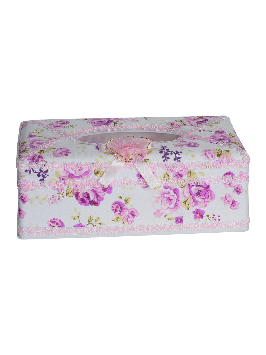 Light Pink Tissue Box Holder - Floral Design - MARKET 99