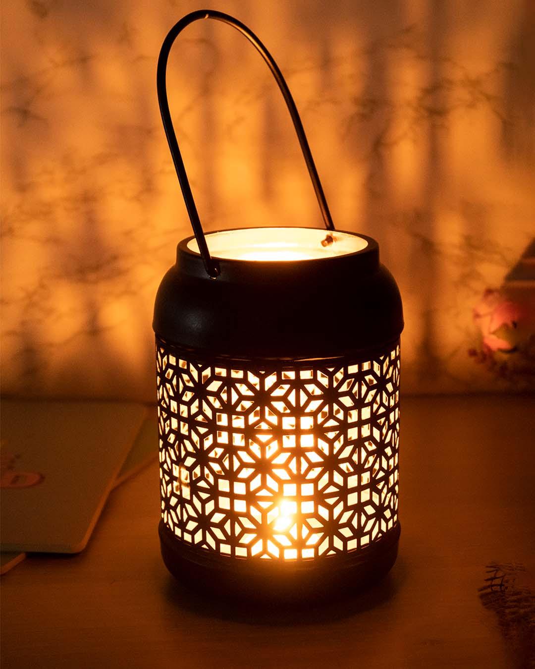 Lighting Hanging Candle Lantern Holder, Diwali Collection, Black, Iron - MARKET 99