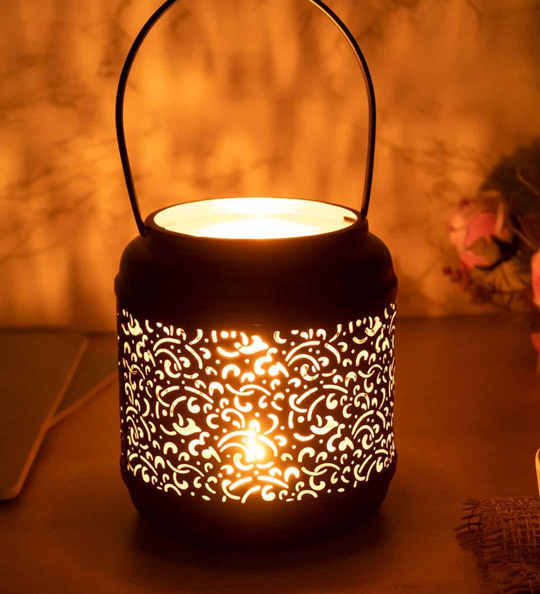Lighting Hanging Candle Lantern Holder, Special Diwali Decoration, Black, Iron - MARKET 99