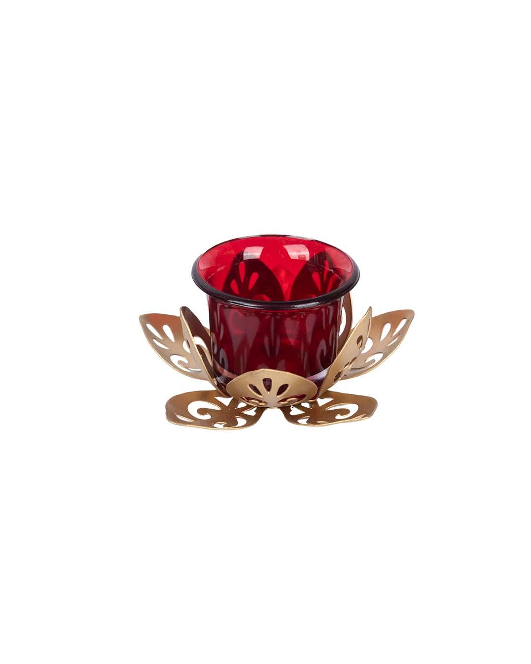 Lighting Lotus T-Light Holder, Diwali Lighting, Golden Colour, Iron - MARKET 99