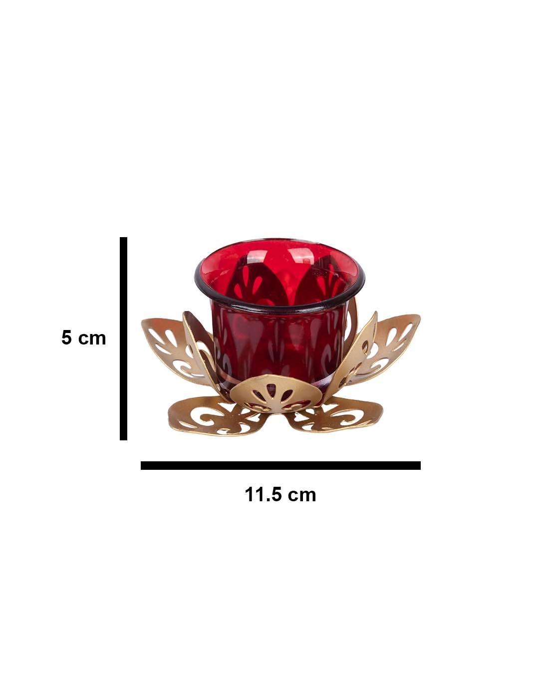 Lighting Lotus T-Light Holder, Diwali Lighting, Golden Colour, Iron - MARKET 99