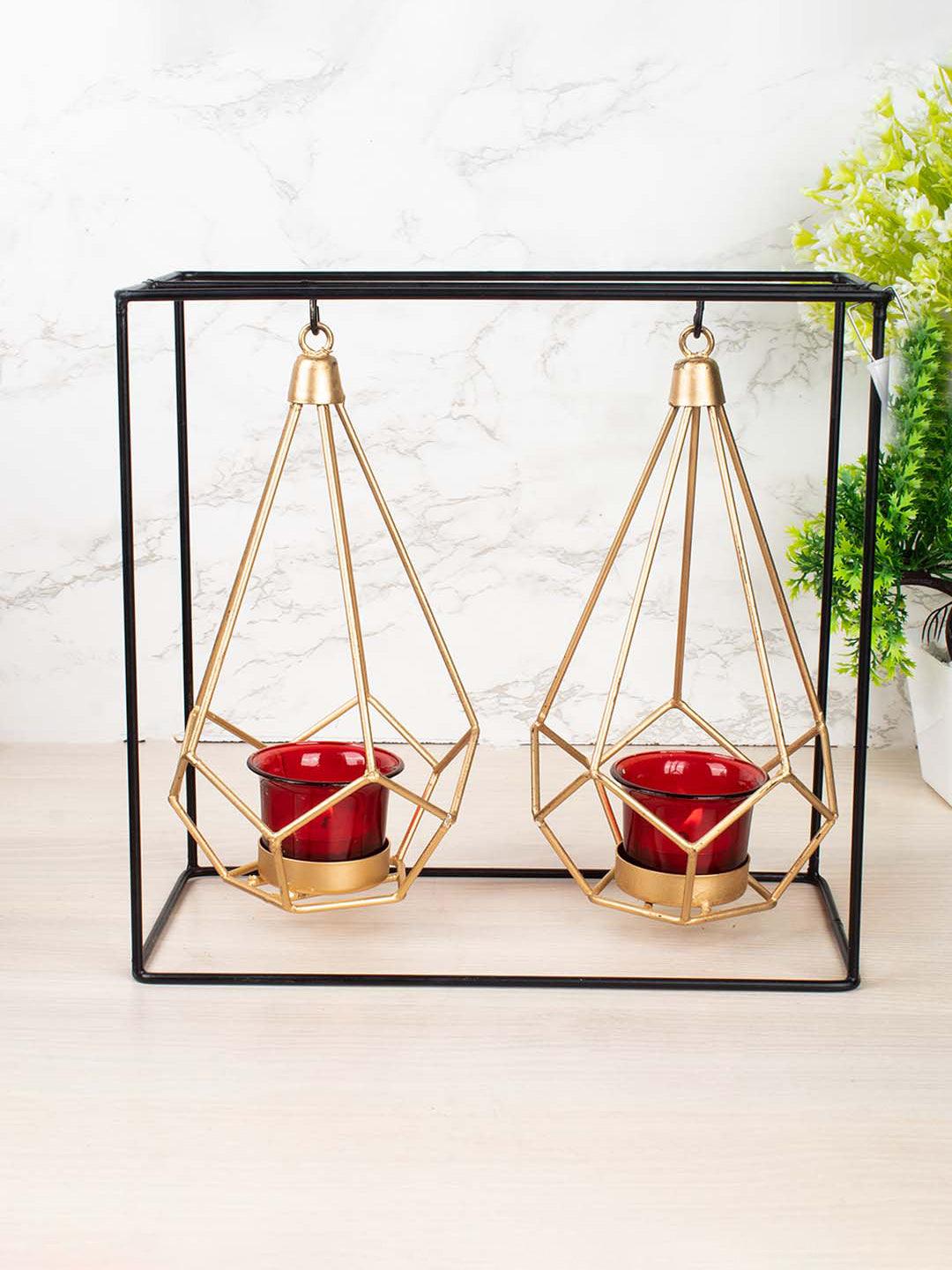 Lighting Nordic Hanging Votive Holder, Diwali Special, Black & Gold, Iron