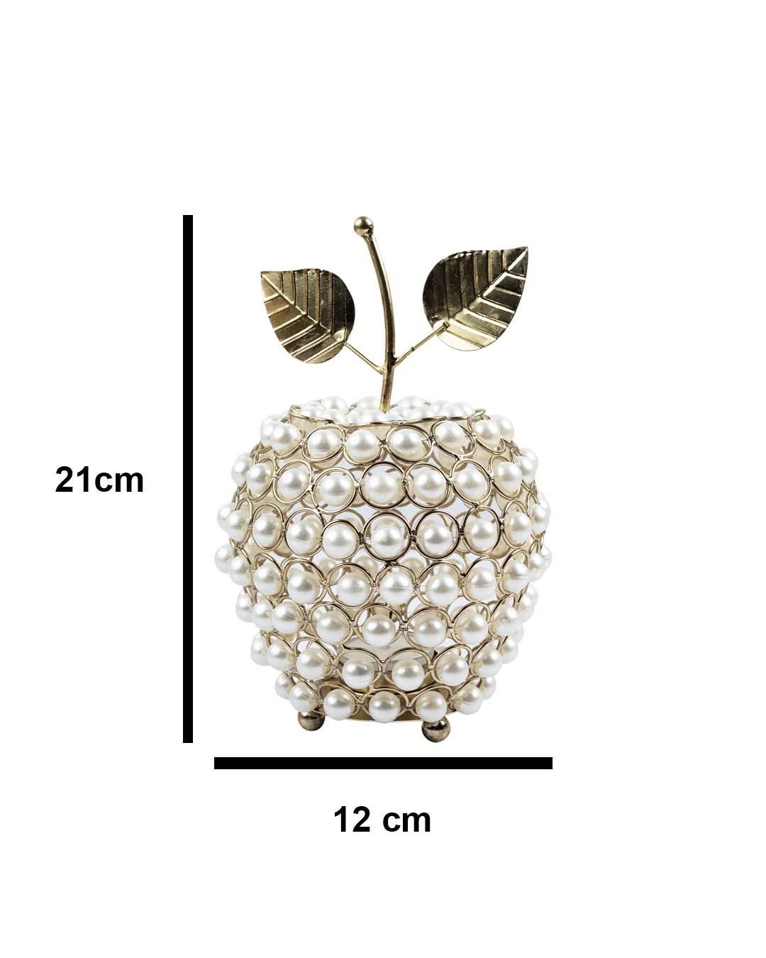 Lighting Silver Crystal Apple T-Light Candle Holder, Diwali Special, Golden, Iron - MARKET 99