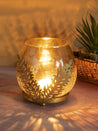 Lighting Table Decorative Leaf Votive Candle Holder, Golden, Iron - MARKET 99