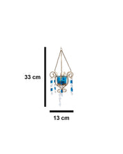 Lighting Wall Hanging Crystal T-Light Holder, Diwali Collection, Blue, Iron - MARKET 99