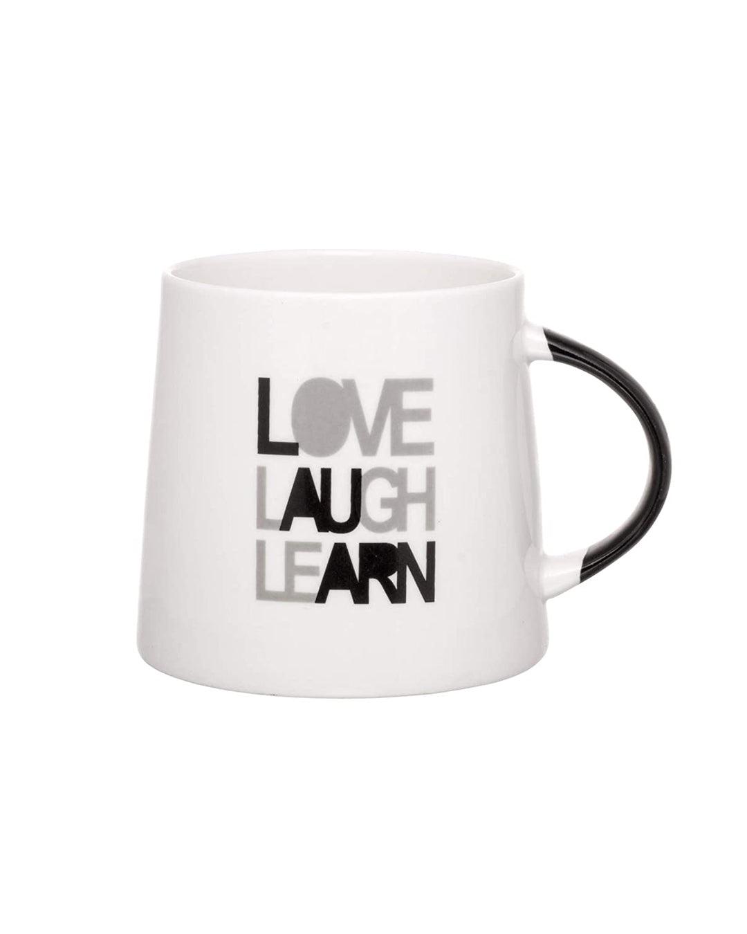 'LOVE LAUGH LEARN' Graphic Print Ceramic Tea & Coffee Mug ( 400 mL, Microwave Safe) - MARKET 99