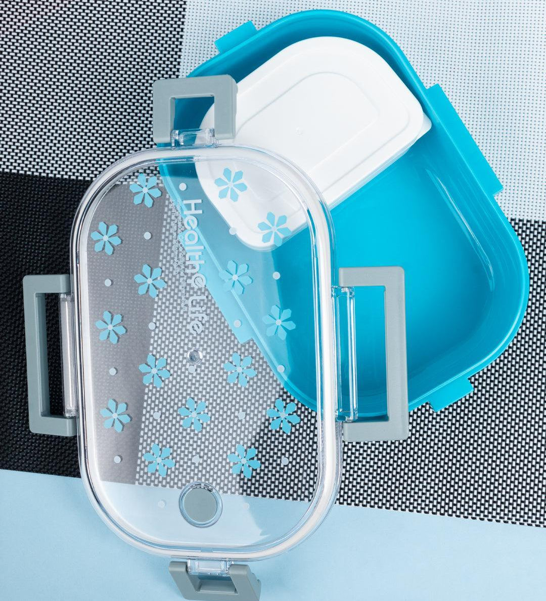Lunch Box, Floral Print, Blue, Plastic - MARKET 99