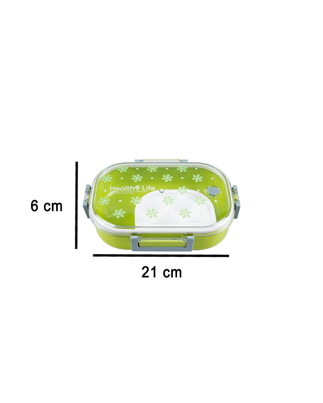 Lunch Box, Floral Print, Green, Plastic - MARKET 99